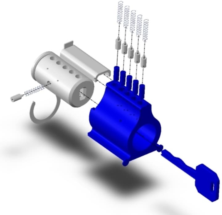 Модель с функциональным штифтовым тумблерным замком