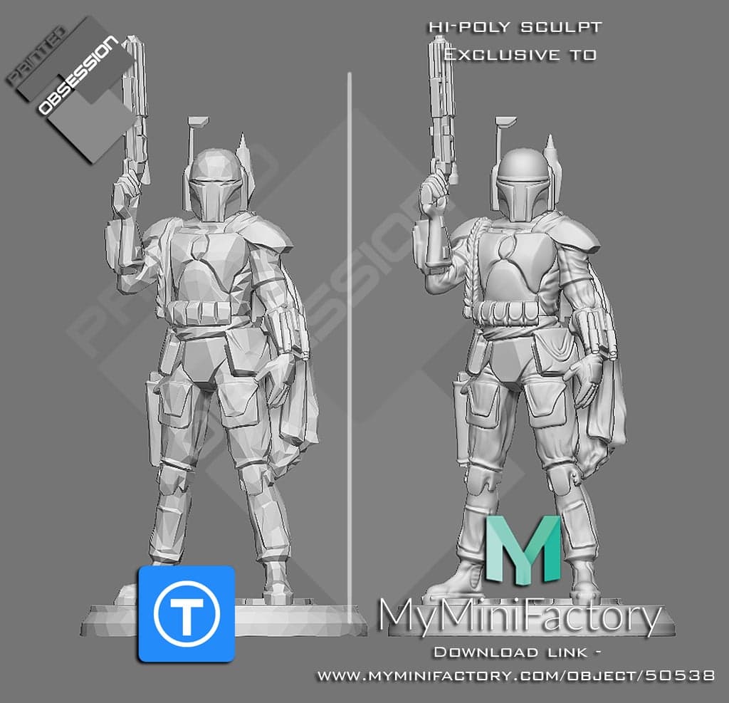 Звездные войны - Боба Фетт - Полный персонаж - Low Poly - Hi-Poly в описании