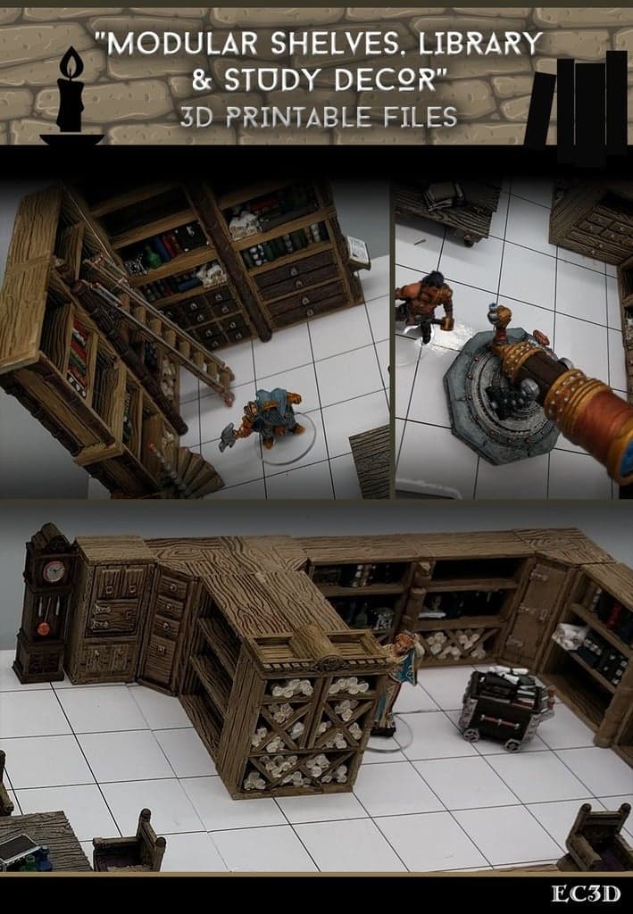Модульные полки — Декор для библиотеки и кабинета — Игры 28 мм — Образцы предметов