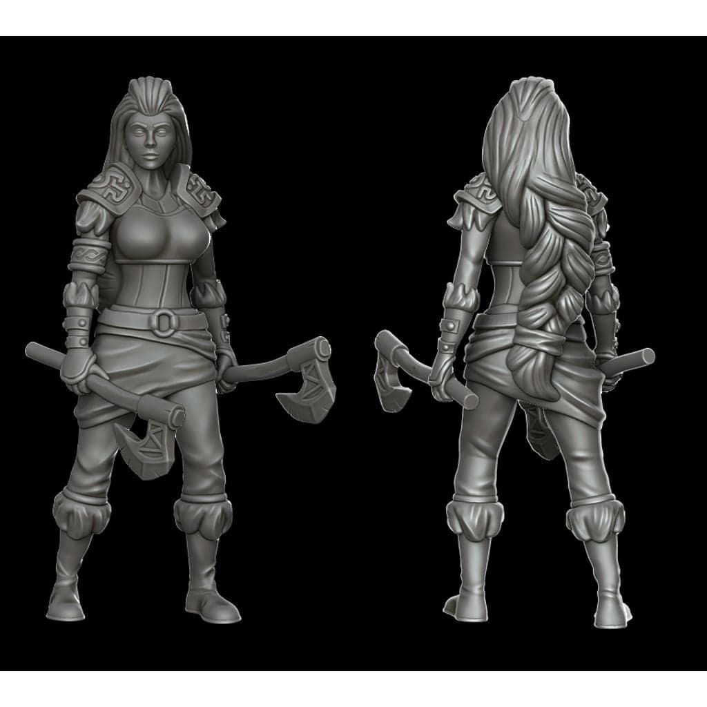 Девушка-варвар (28мм ДнД мини)