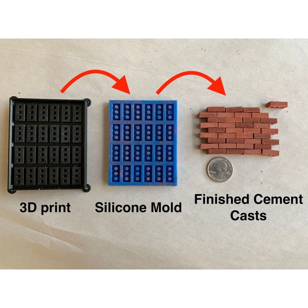 Миниатюрная модель кирпича для создания силиконовой формы для отливки кирпичей из смолы или цемента.