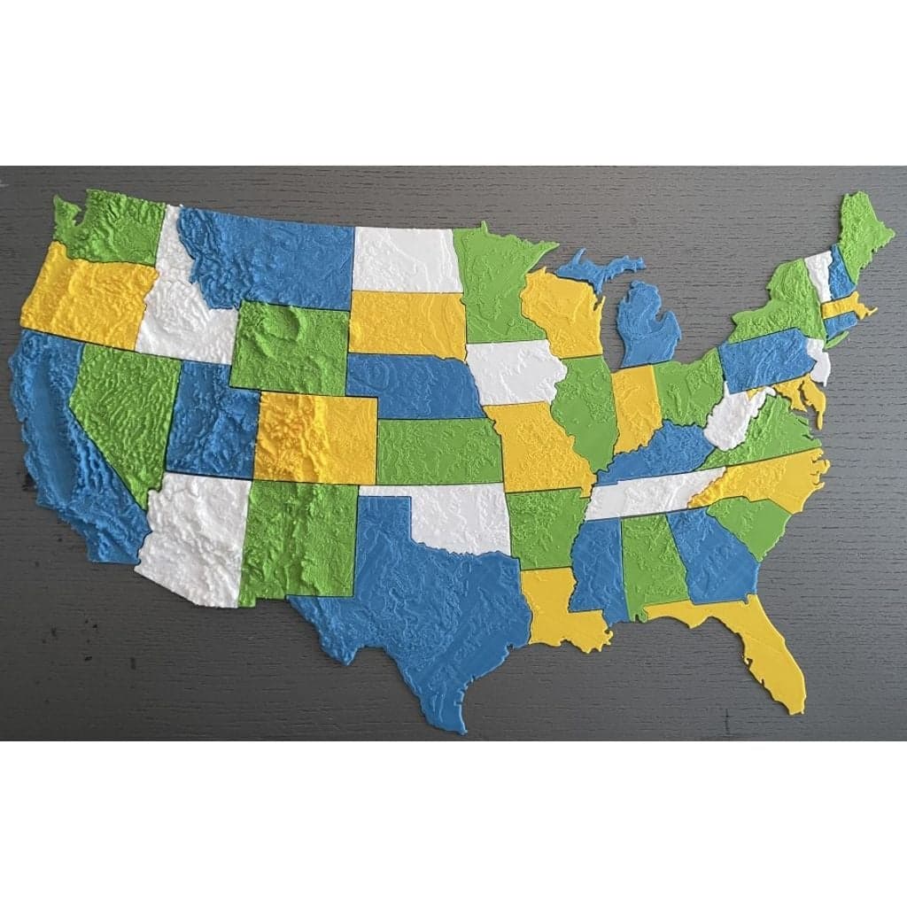 Пазл с топографическим рельефом Сша (нижний 48)