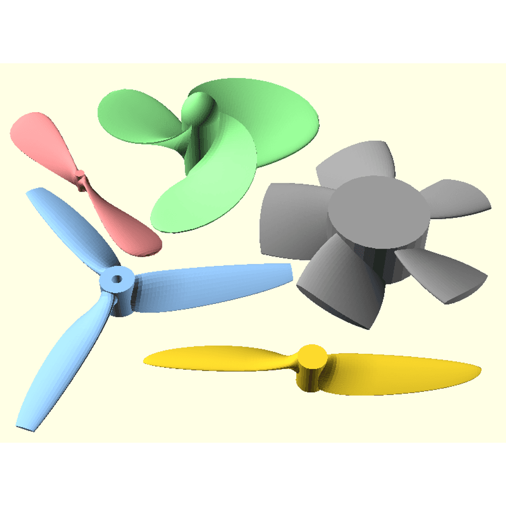 Библиотека винтов аэродинамического профиля Naca с эллиптическими лопастями