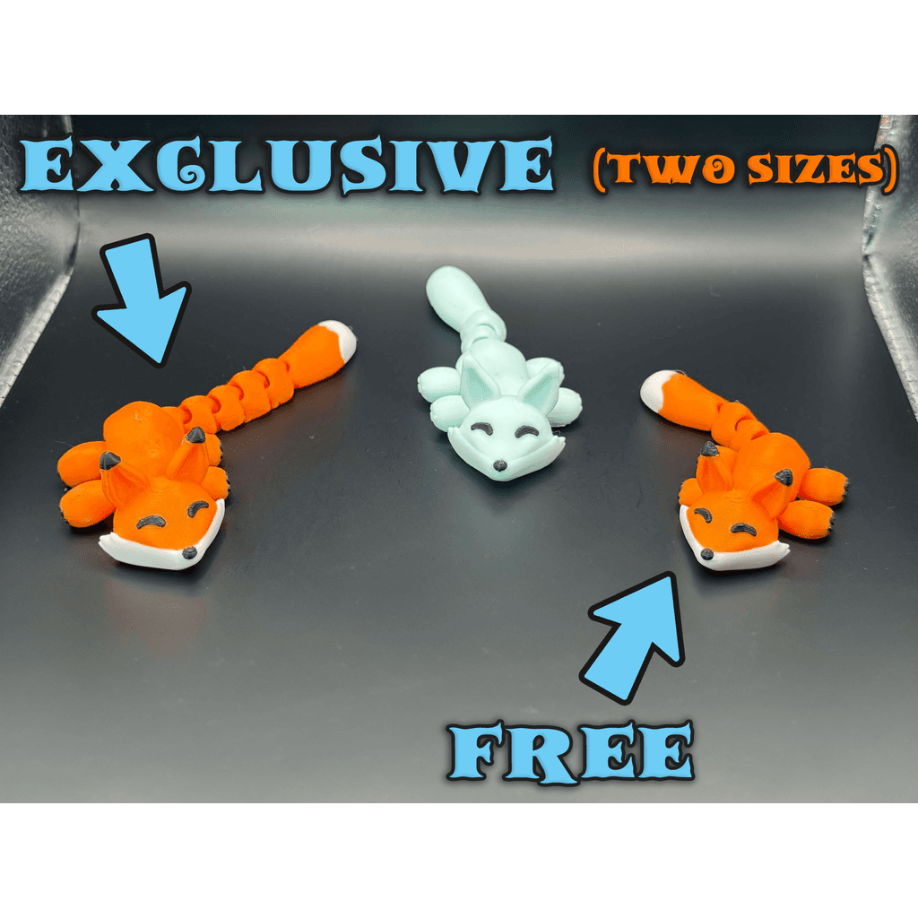 Милая крошечная шарнирная лиса Кавайи (2 длины хвоста)